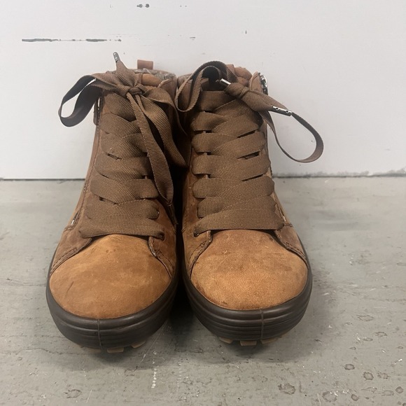 ECCO Women's Brown Leather High Top Sneakers Boots Zip Lace Comfort EU 38 US 7 - Picture 7 of 10